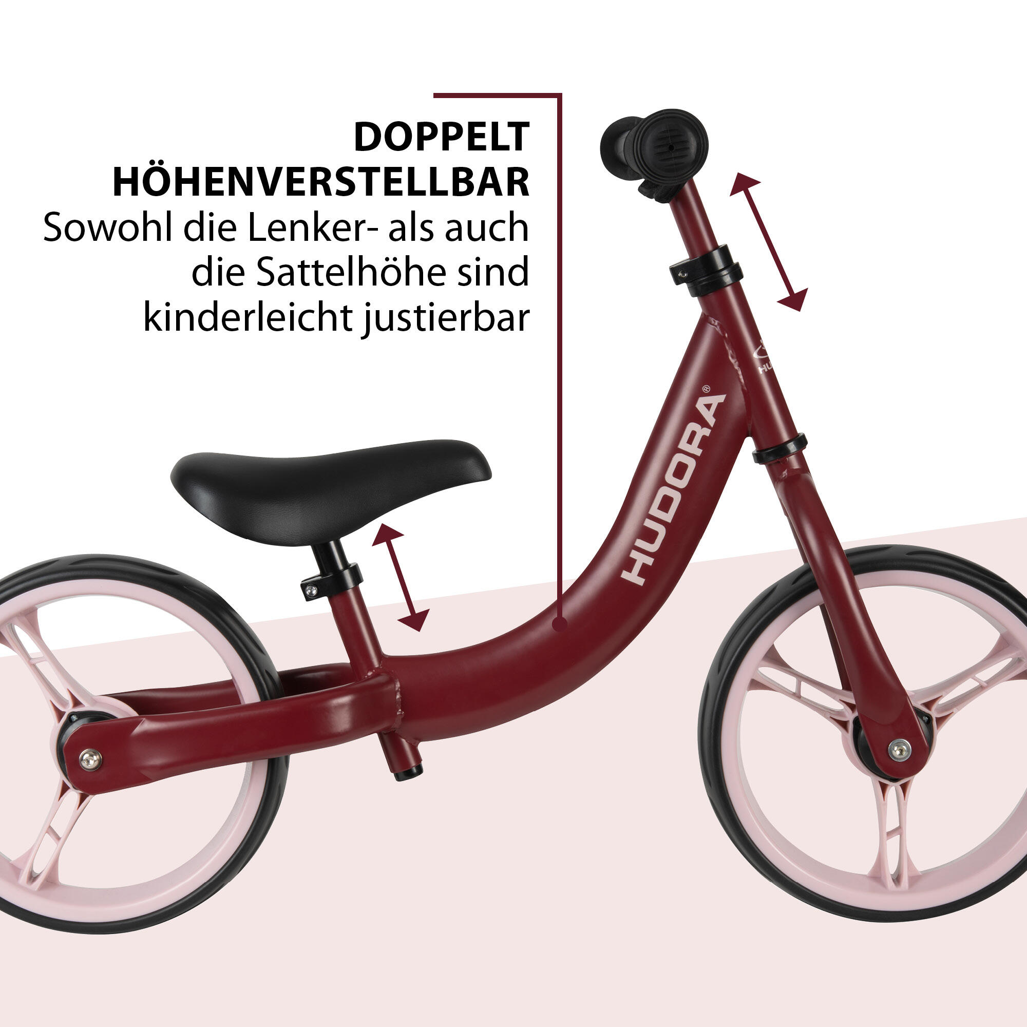 Bicicletta senza pedali HUDORA Classic rosso acciaio regolabile 3/7