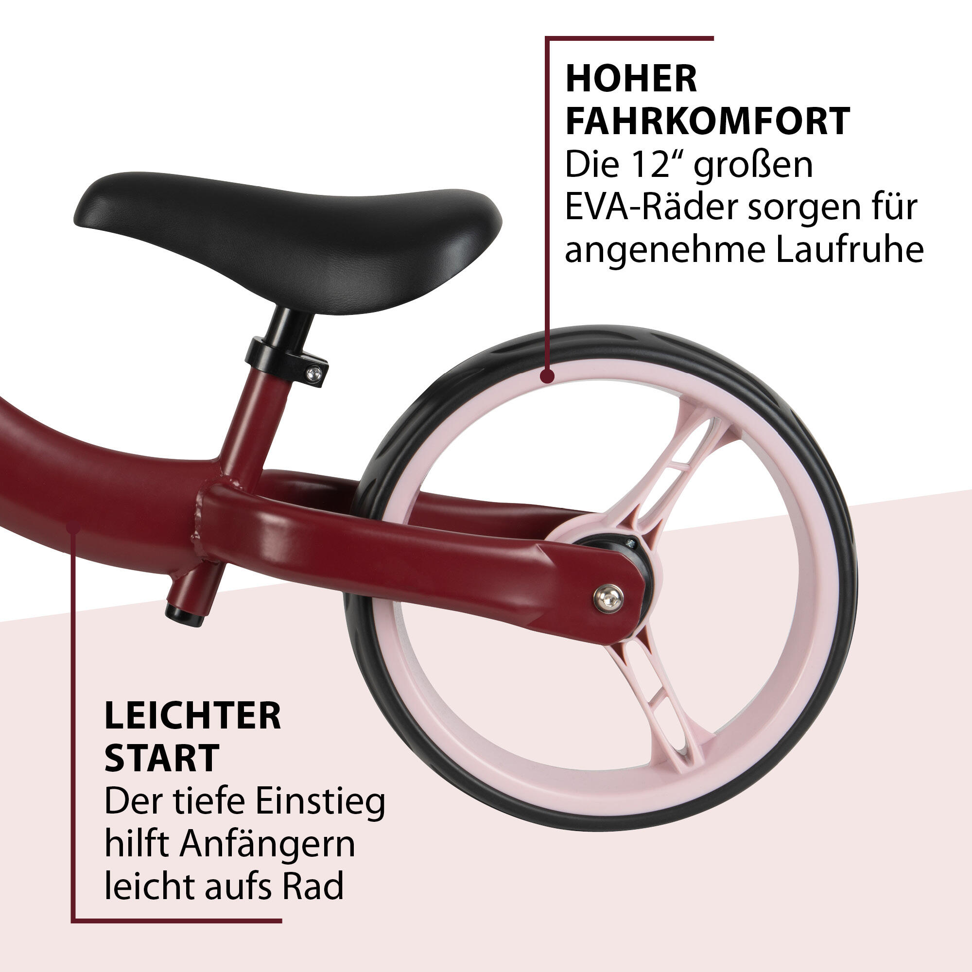 Bicicletta senza pedali HUDORA Classic rosso acciaio regolabile 4/7