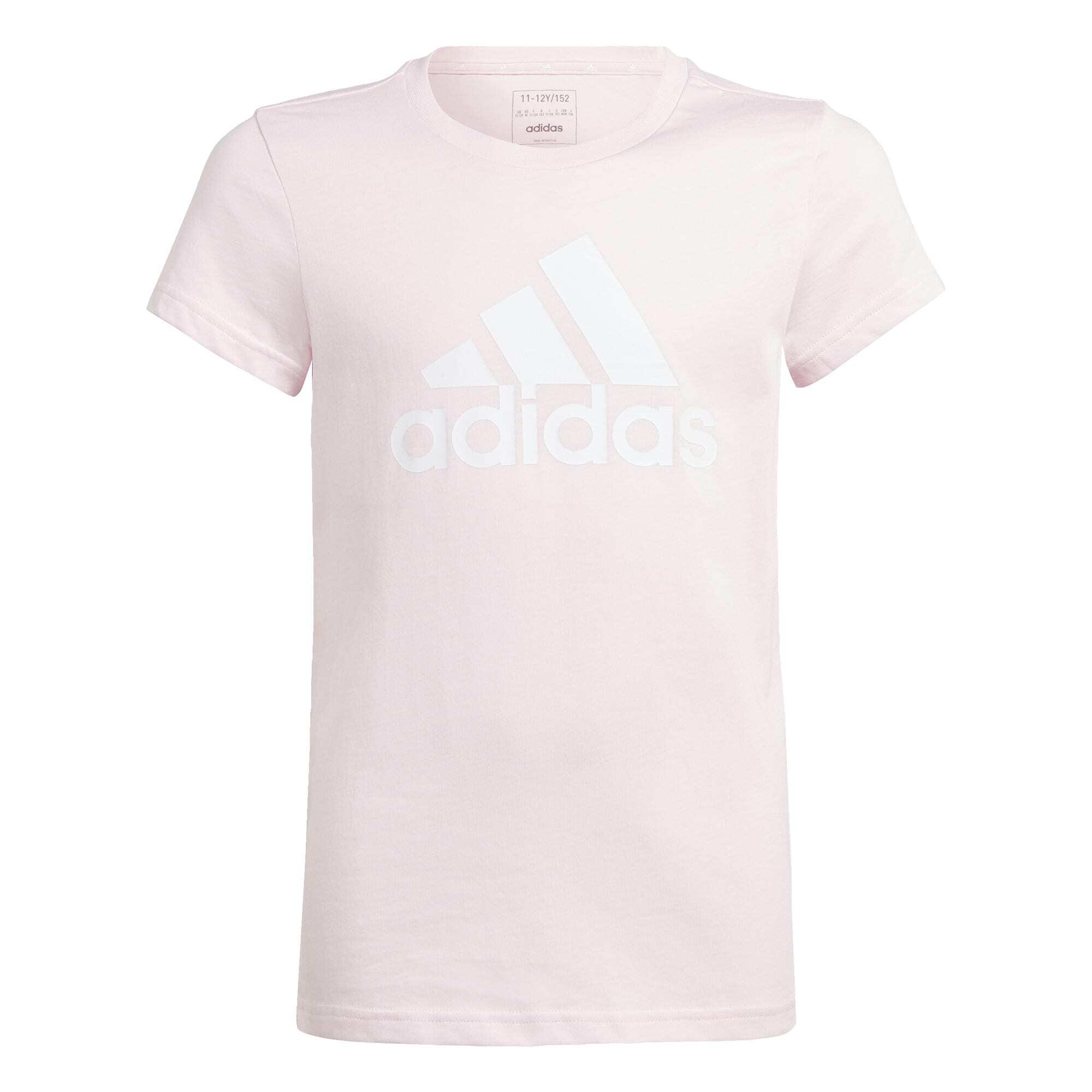 Adidas - T-shirt En Coton Essentials Big Logo - T-shirt Manches Courtes - Blanc|rose - 8 À 10 Ans - Decathlon