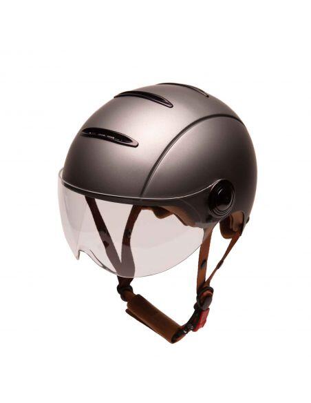 Casco da bici urbano Jet Tandem Titan opaco con visiera 3/7