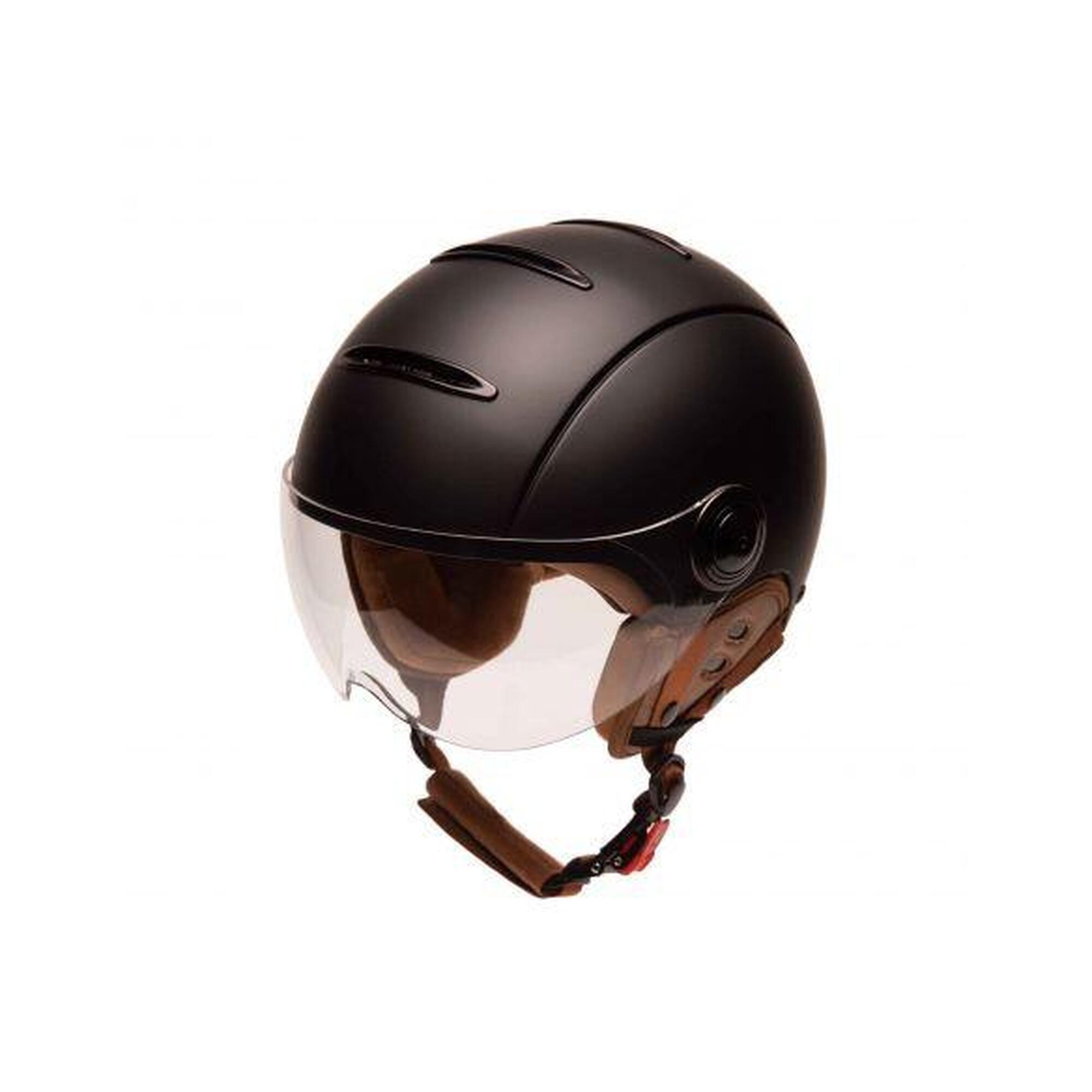 Capacete urbano Jet Tandem preto fosco com viseira