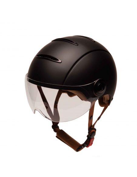 Casco da bici urbano Jet Tandem Nero opaco con visiera 3/7