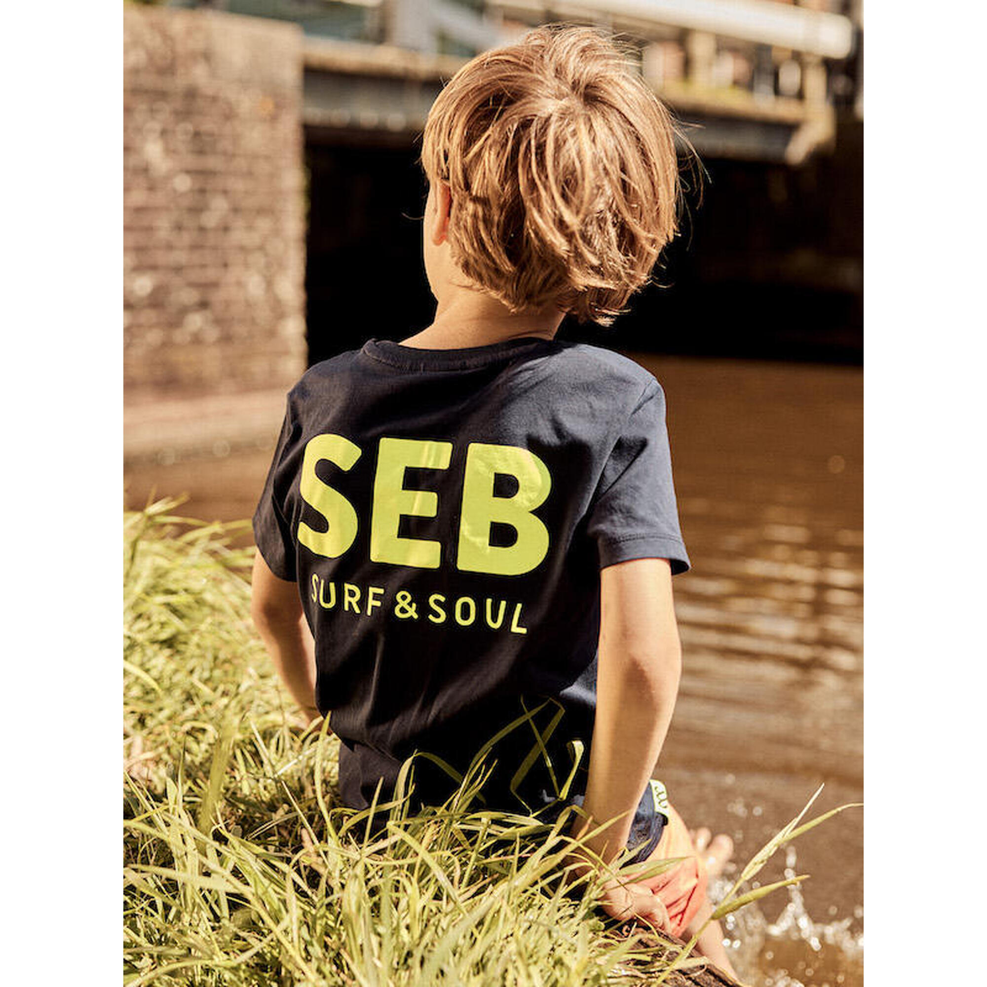 SEB Kids Tee Blue Neon Jaune / T-shirt pour enfants - Blue - Coton Bio