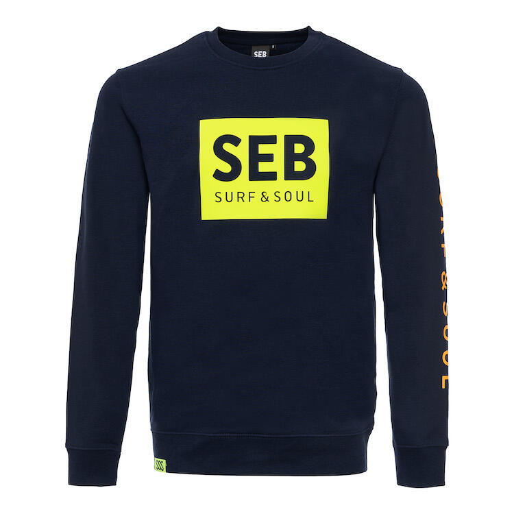 SEB Sweater Navy - Amarillo Neón / Suéter - Hombre - Azul - Algodón orgánico