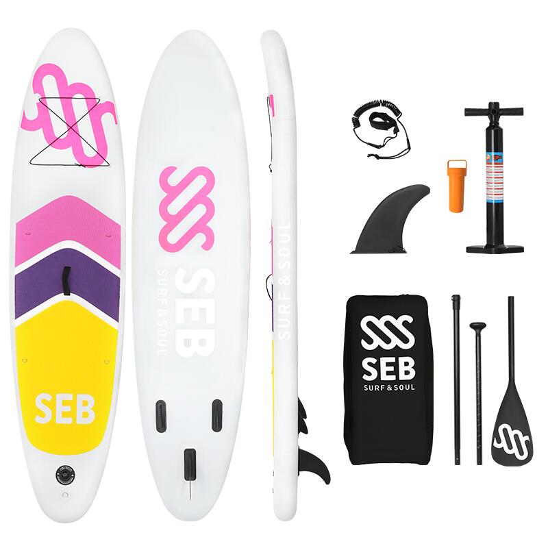 SEB SUP 10.6 Gris - Rosa Neón / Tabla Sup Hinchable - Tabla de Paddle - Supboard