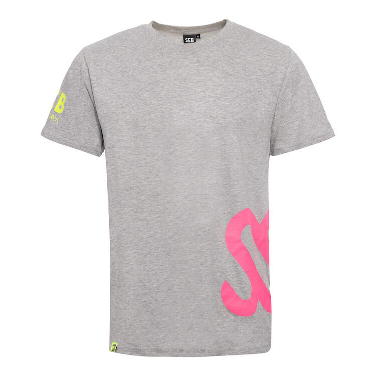 SEB Tee Gris - Neon Rose / T-shirt - Gris - Coton Bio - Neonrose