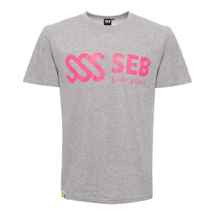 SEB Tee Logo Gris - Neon Rose / T-shirt - Gris - Coton Bio - Neonrose