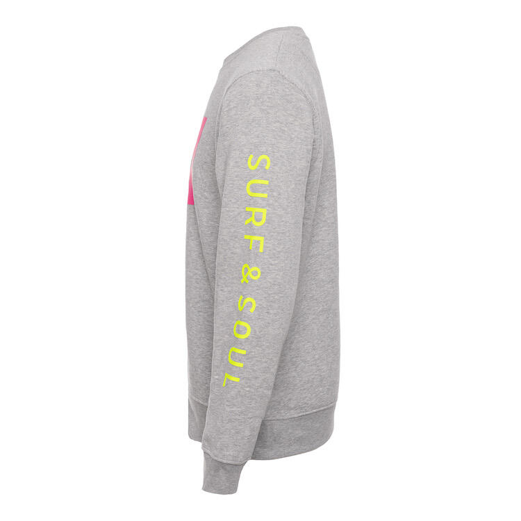 SEB Sweater Grey - Neon Pink / Trui - Heren - Grijs - Grey - Organisch katoen