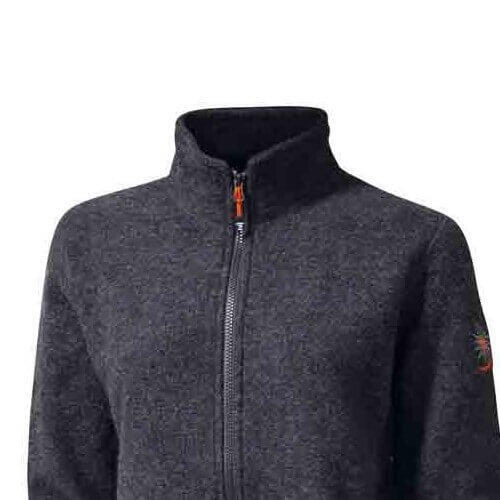 Dames vest full zip Tilly boiled wol en lycra -sportief- Grijs