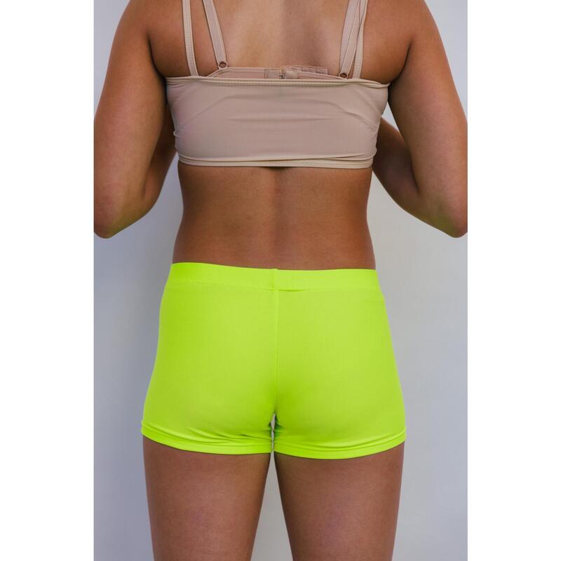 Short de gymnastique et de danse jaune fluo pour fille