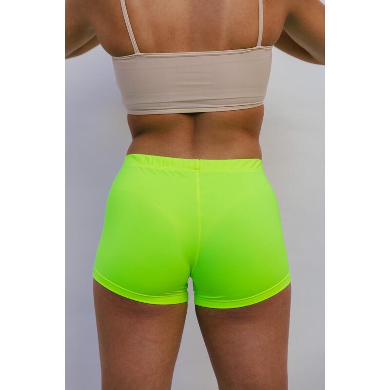 Fluorescerende gele gym- en dansshort voor dames