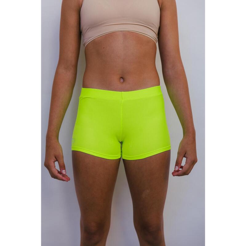 Fluorescerende gele gym- en dansshort voor meisjes