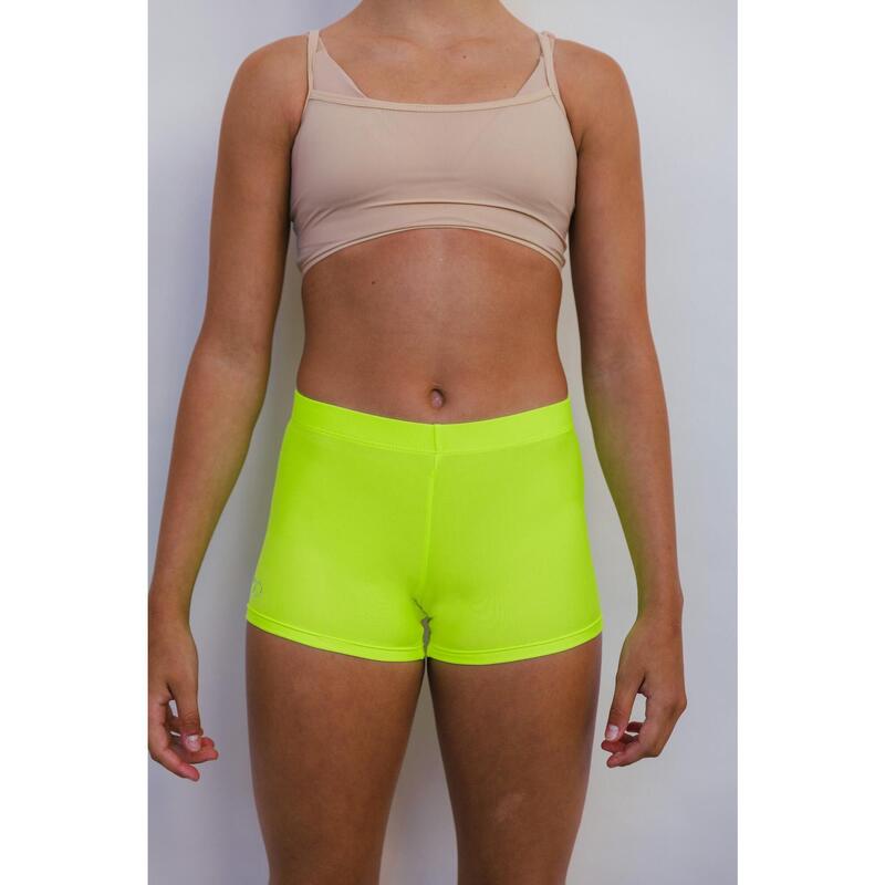 Fluorescerende gele gym- en dansshort voor meisjes