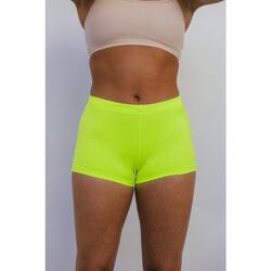 Short de gymnastique et de danse jaune fluo pour femmes