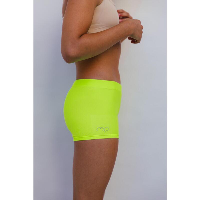 Short de gymnastique et de danse jaune fluo pour fille