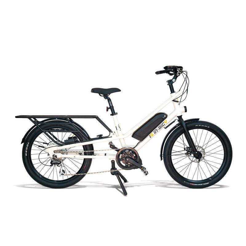 Bicicletta cargo elettrica innovativa iO InBicy Bafang 500W Bianca