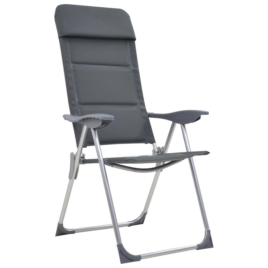 Sillas de camping de aluminio 2 unidades gris 58x69x111 cm 2/7