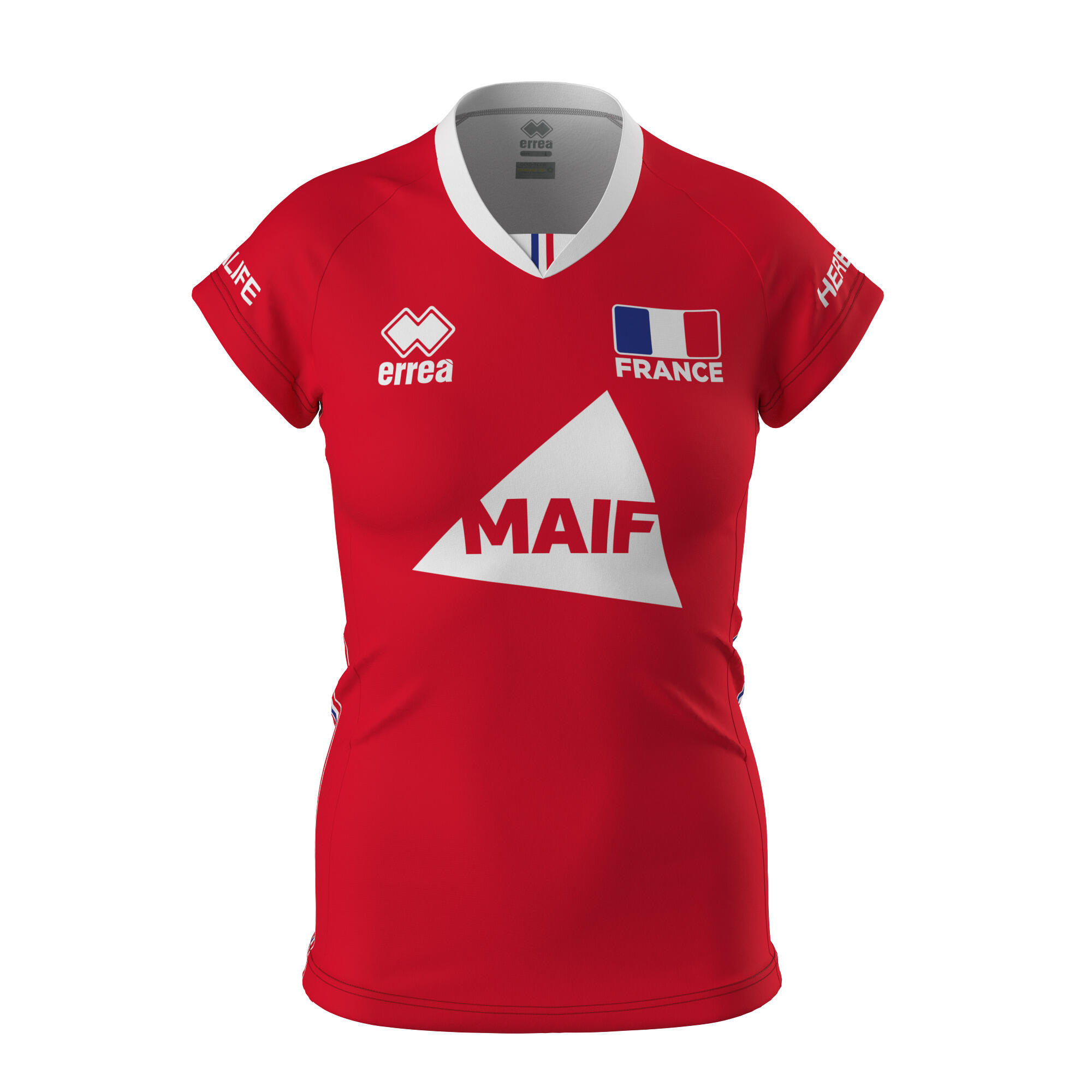 Errea - Maillot Libero Femme Officiel De L'Equipe De France  2023/24 - Maillot Manches Courtes - Rouge -  Xl - Decathlon