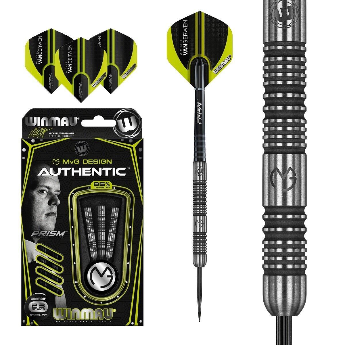 WINMAU Michael Van Gerwen MVG Authentic 85% Tungsten Steel Tip Darts by Winmau