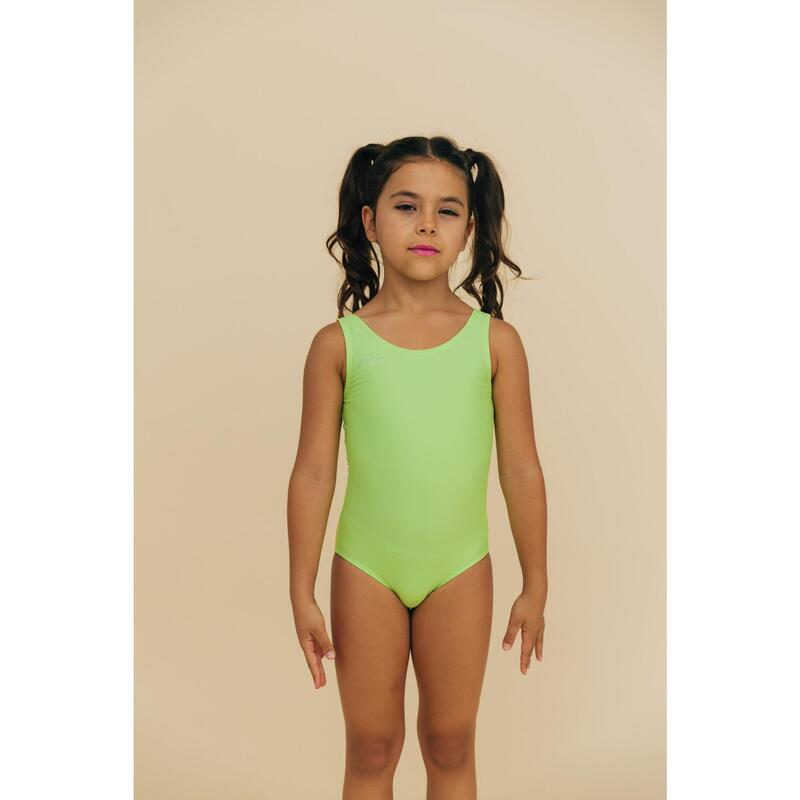 Maillot da ginnastica diviso verde per bambina