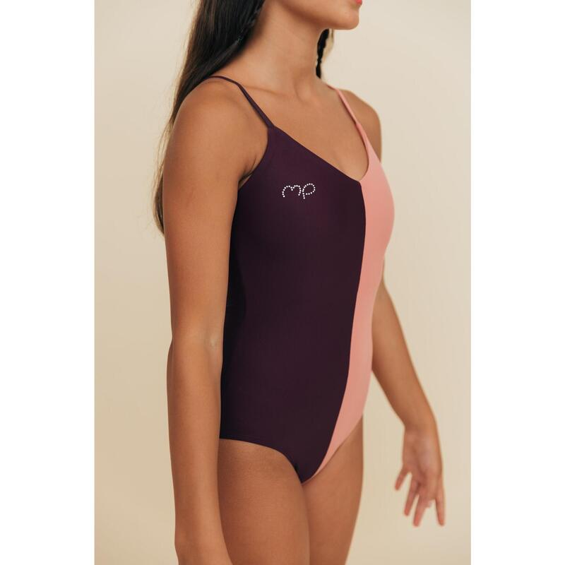 Maillot de Ginástica Swirl Rosa e Bordeaux Mulher