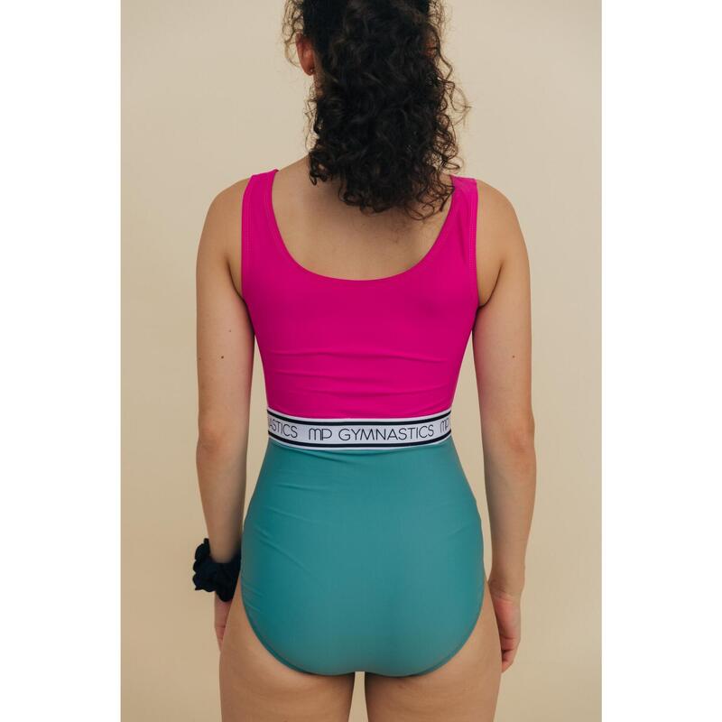 Maillot de Ginástica Bold Rosa e Azul Teal Mulher