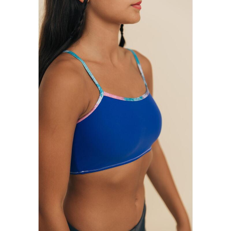 Top da ginnastica Pivot blu da donna