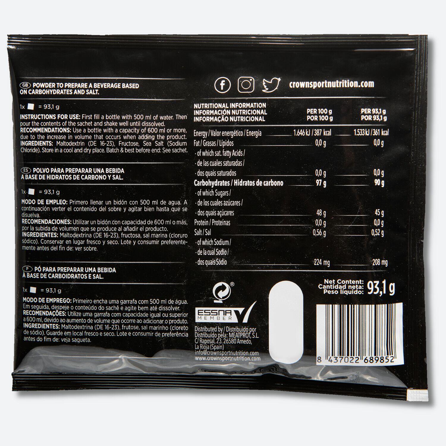 Sobre de bebida en polvo muy alta en carbohidratos ‘HyperDrink 90‘ de 93,1 g 2/6
