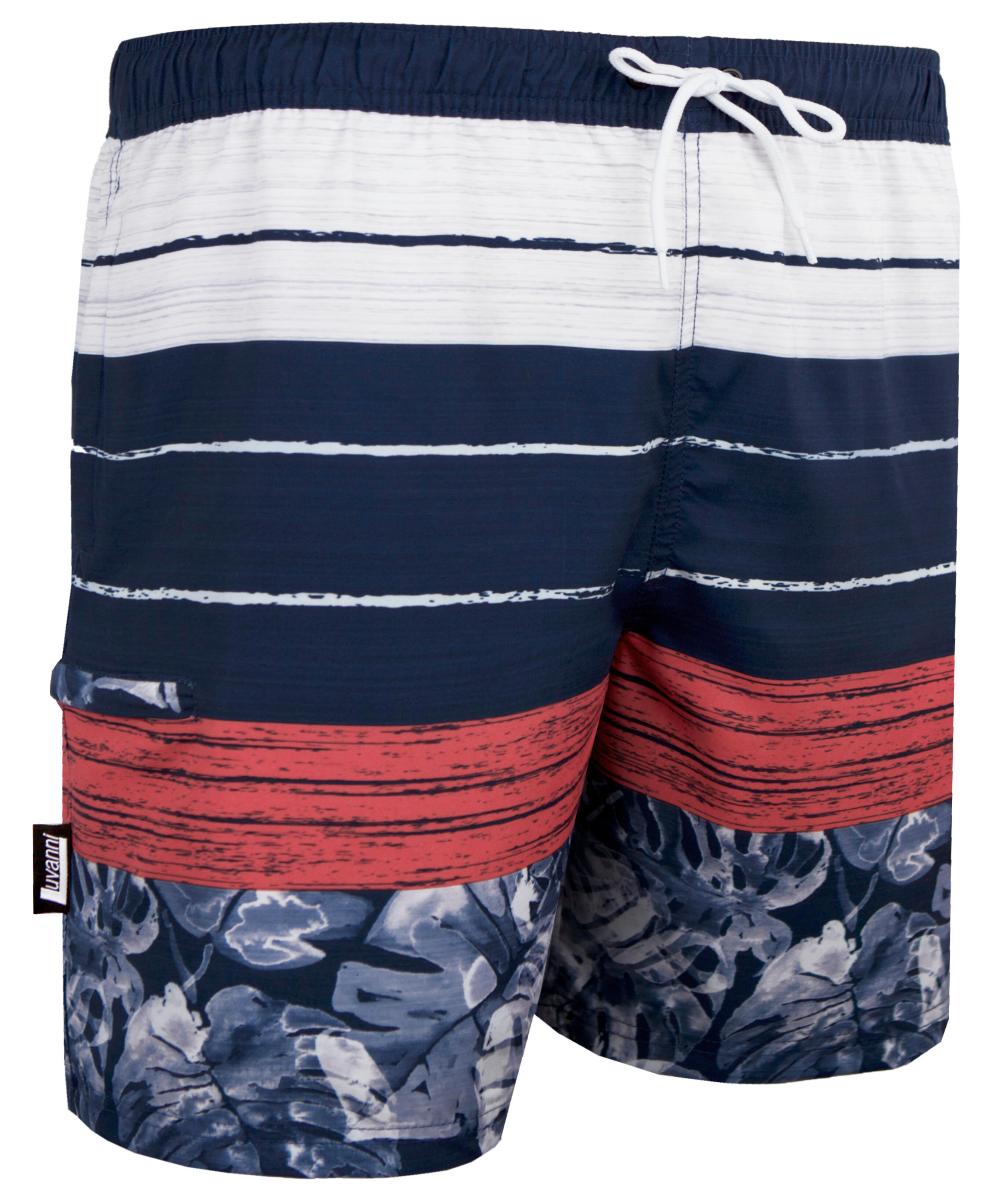 Herren Badehose Style 868 Blätter Streifen 3/4