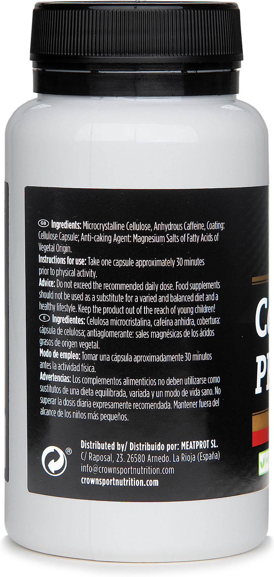 Bote de 120 cápsulas de cafeina anhidra ‘Caffeine PRO Caps‘ 4/5