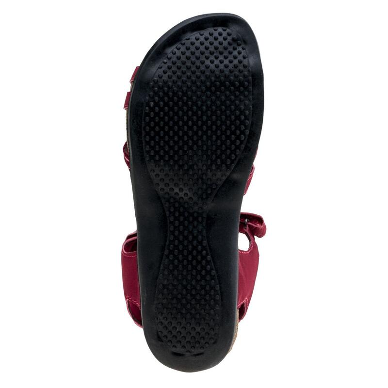 Sandálias de couro Lavera para mulheres e senhoras Vinho Windsor/Cinzento escuro