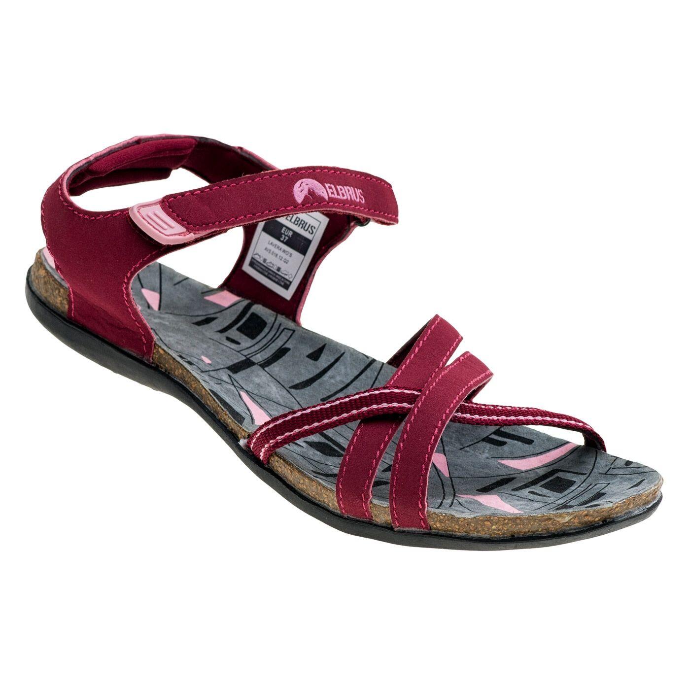 ELBRUS Dames Lavera Leren Sandalen (Windsor Wijn/Donkergrijs)