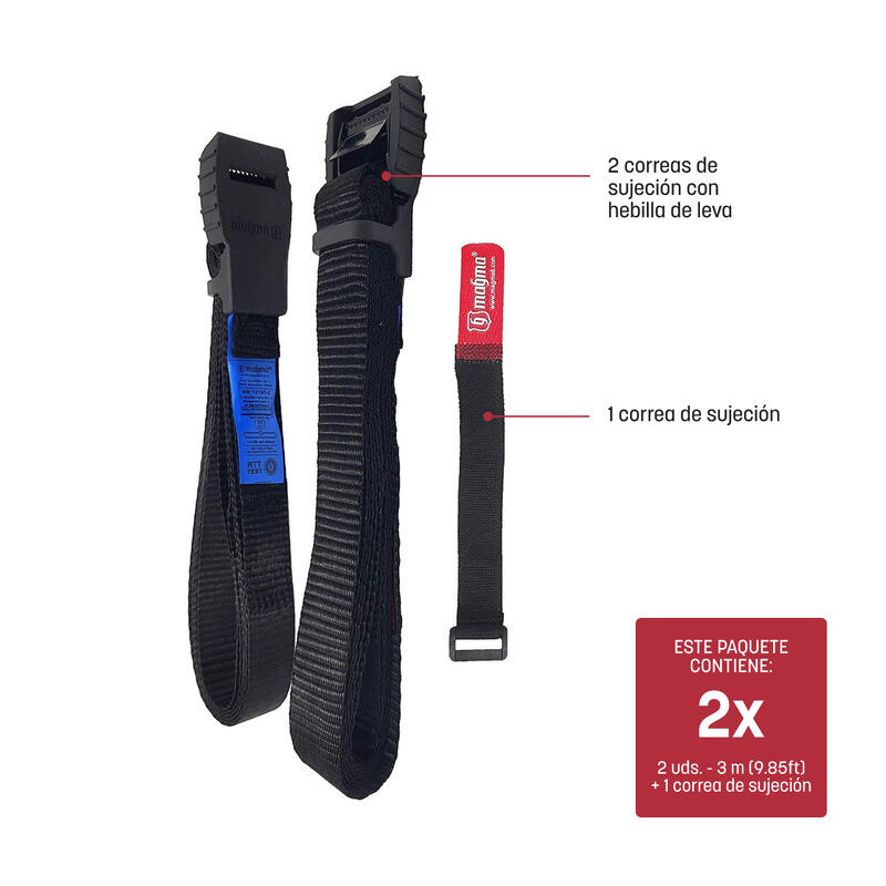 Pack 2 Chinchas de Amarre Magma De 3m Negro. De Alta Resistencia Y Calidad