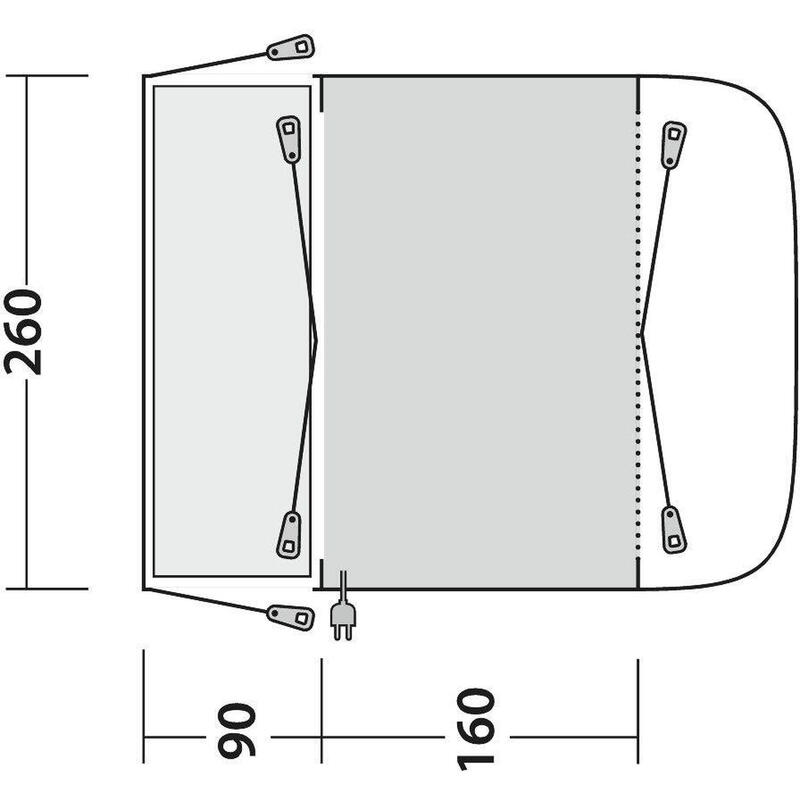 Toldo de autocaravana Waystone 160 preto e cinzento