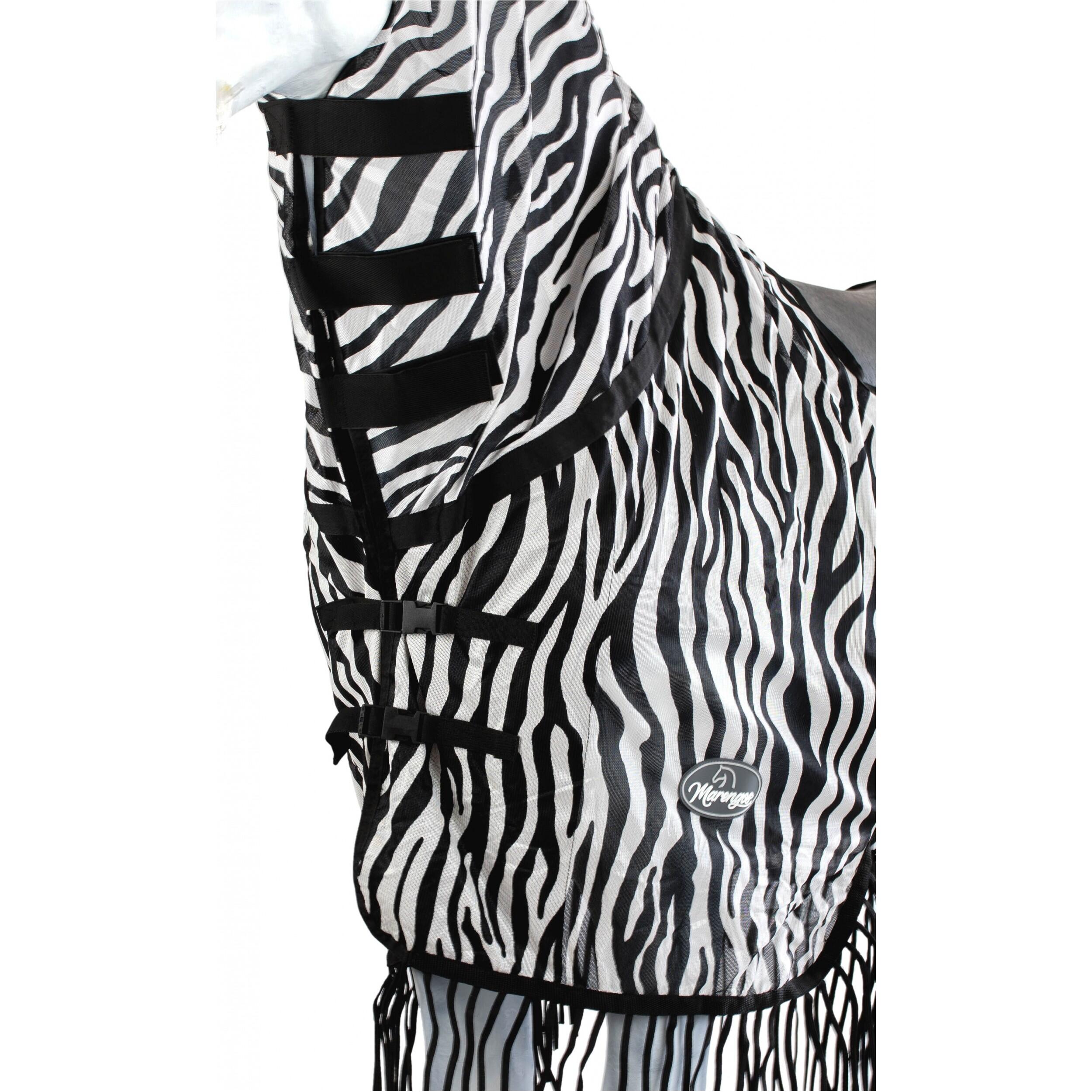 Fliegenausreitdecke mit Fransen ZEBRA schwarz/weiß 2/4