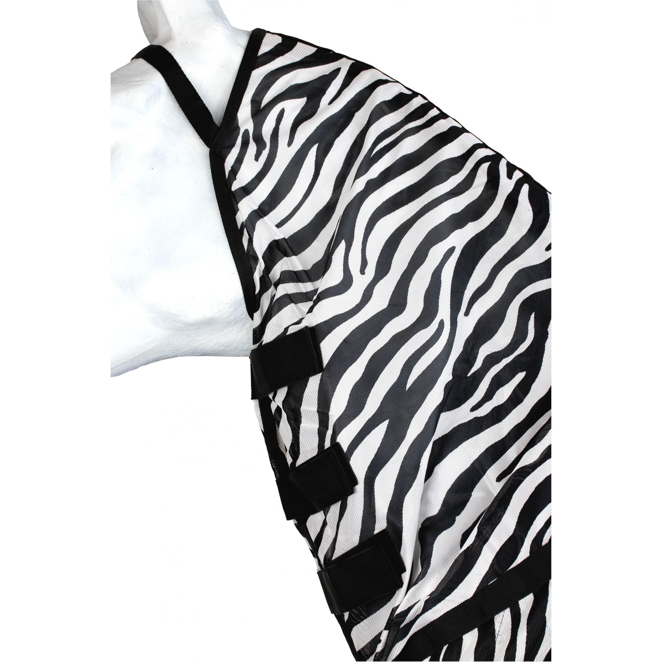 Fliegenausreitdecke mit Fransen ZEBRA schwarz/weiß 3/4