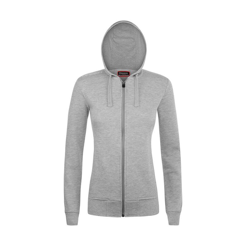 felpa donna fitness kappa poliestere con cappuccio grigio.