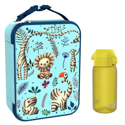 Śniadaniowy zestaw szkolny ION8 Zebra Fun. Lunchbag i bidon 400ml z RECYCLON