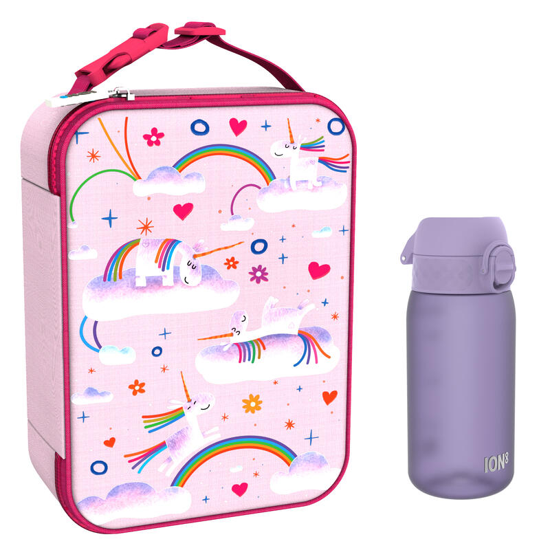 Zestaw lunchowy dla dzieci ION8 Unicorn Rainbows Lunchbag i bidon 400ml