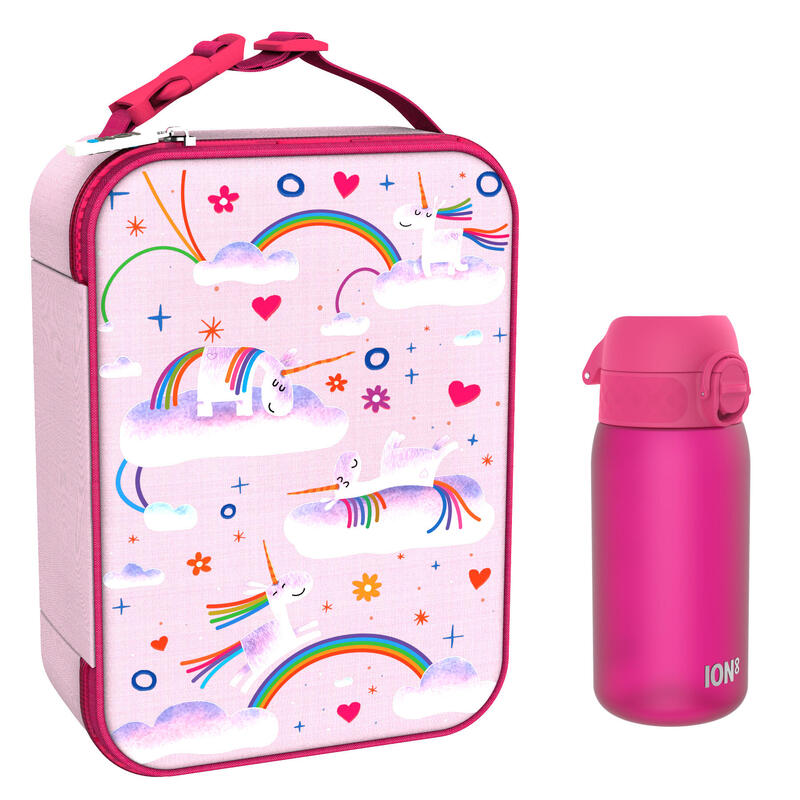 Zestaw lunchowy dla dzieci ION8 Unicorn Rainbows Lunchbag i bidon 400ml