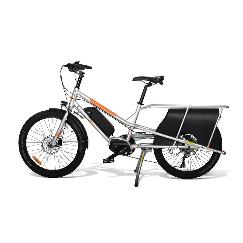 Bicicletta da carico e da famiglia elettrica Yuba Kombi E5 Silver
