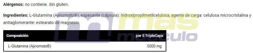Glutamine 5000 - 100 triplecaps de VitoBest 3/3