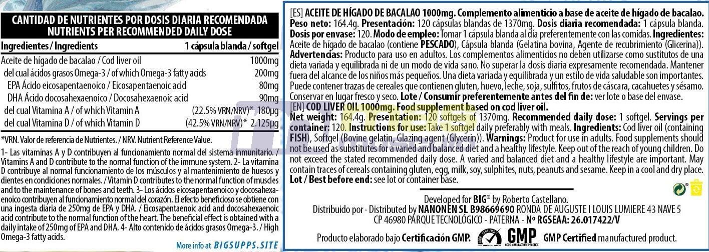 Cod Liver Oil 1000mg - 120 Softgels BIG 4/4