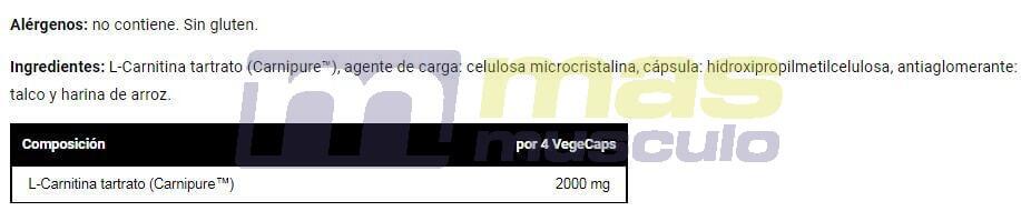 L-Carnitina 500 - 60 Cápsulas vegetales VitoBest 3/3