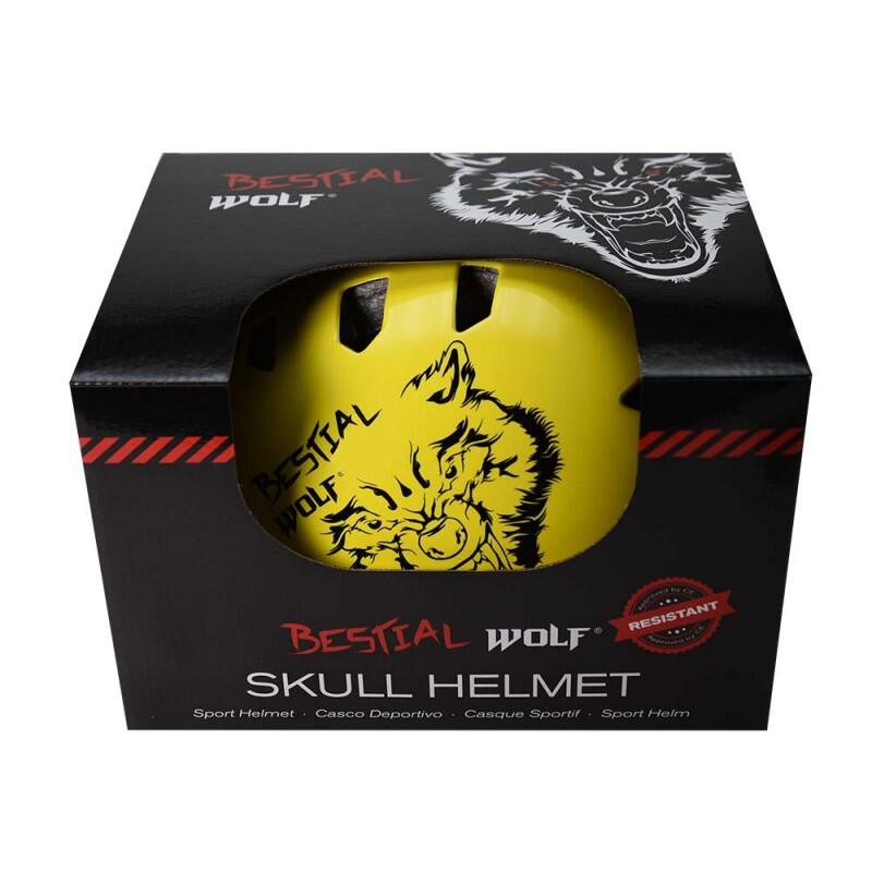 Universele unisex helm Bestial Wolf Skullyellowb geel