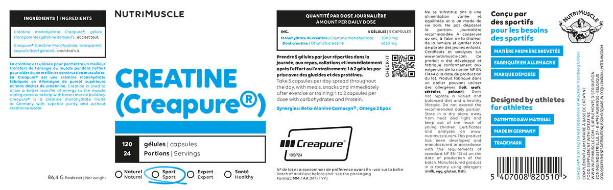 Creatinas - Creatina Creapure (120 Cáps.) 6/6