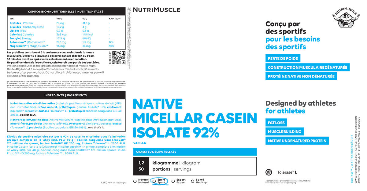 Caseínas - Aislado De Caseína Micelar Nativa 92% (1kg) - Vainilla 3/3