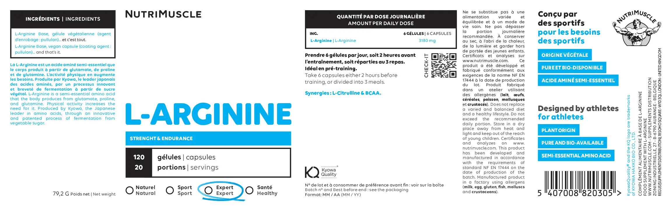 L-Arginine - 120 Gélules 6/6