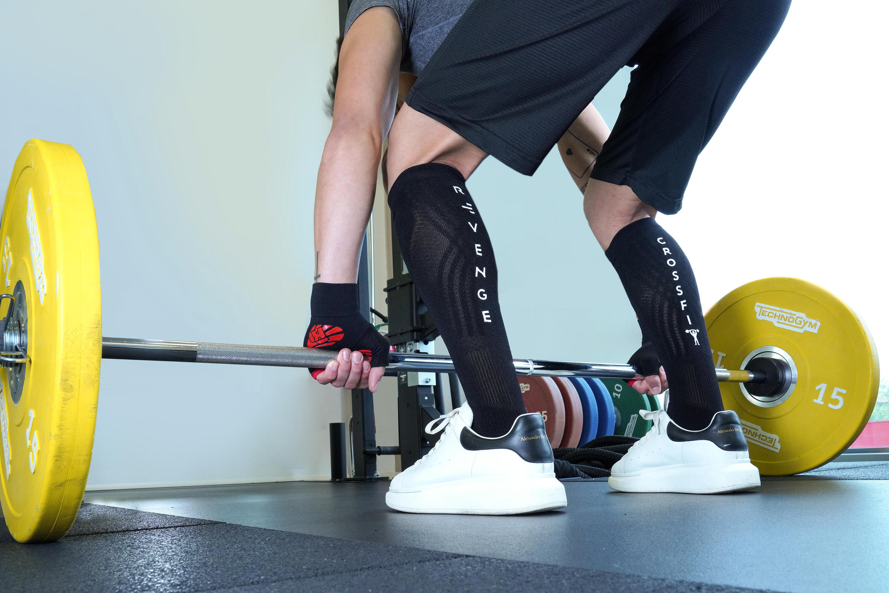 Chaussettes Crossfit adulte protège-tibias silicone éponge Kinesiotaping noir 7/7