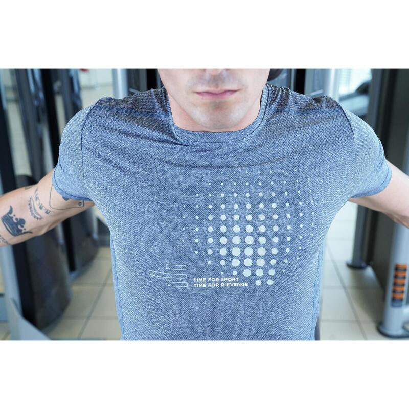 Tricou tehnic cu mânecă scurtă pentru bărbați Fitness Running Cardio Blue